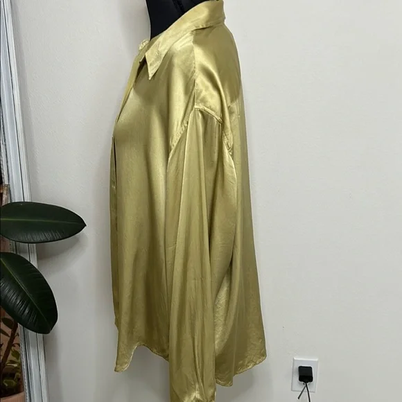 Evan Picone SILK light olive green long sleeve Blouse - Picture 5 of 11